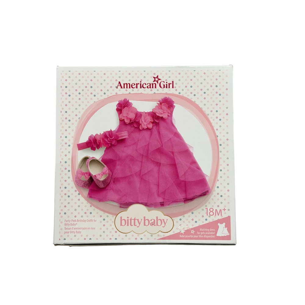 American Girl Bitty Baby Party-Pink Birthday Outfit 18M+ Pink New HWR66 Floral
